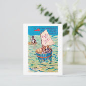 Lonely Cat in Zee, Louis Wain Briefkaart (Staand voorkant)