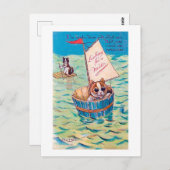 Lonely Cat in Zee, Louis Wain Briefkaart (Voorkant / Achterkant)