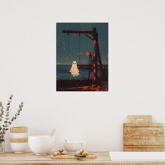 Lonely Ghost on the Swing at Seaside Poster (Keuken)