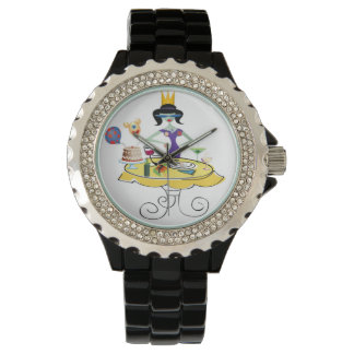 Lonely girl with a feast table horloge