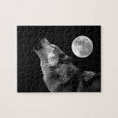 Lonely Grey Wolf en Fullmoon Legpuzzel (Horizontaal)