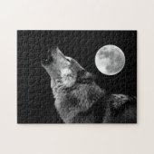 Lonely Grey Wolf en Fullmoon Legpuzzel (Horizontaal)