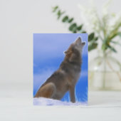 Lonely Howling Endangered Gray Wolf Briefkaart (Staand voorkant)