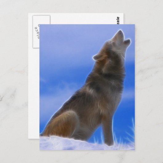 Lonely Howling Endangered Gray Wolf Briefkaart (Voorkant / Achterkant)