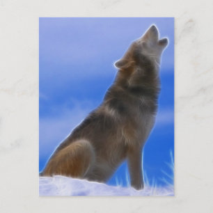 Lonely Howling Endangered Gray Wolf Briefkaart