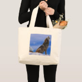 Lonely Howling Endangered Gray Wolf Grote Tote Bag (Voorkant (product))