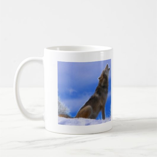 Lonely Howling Endangered Gray Wolf Koffiemok (Links)