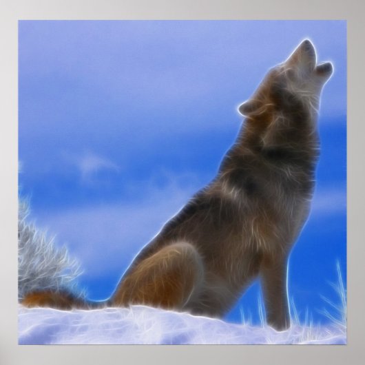 Lonely Howling Endangered Gray Wolf Poster (Voorkant)