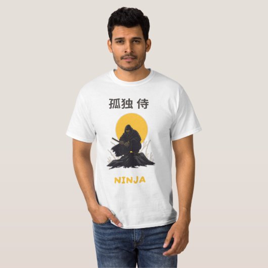 Lonely Ninja Samurai Art Design T-shirt (Voorkant volledig)
