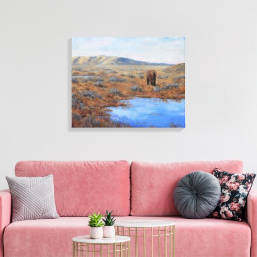 Lonely Pasture Stretched Canvas Print (Insitu (Woonkamer))