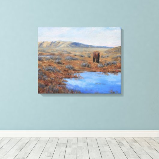 Lonely Pasture Stretched Canvas Print (Insitu (Houten vloer))