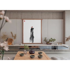 Lonely Peak - Minimalistische Inkt Wandkunst - Zen Foto Afdruk