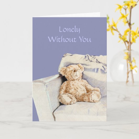 Lonely Teddy Ik mis je Kaart (Gele Bloem)