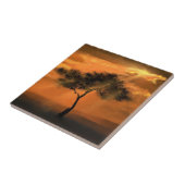 Lonely Tree Sunbeams Ceramic Tile Painting Tegeltje (Zijkant)