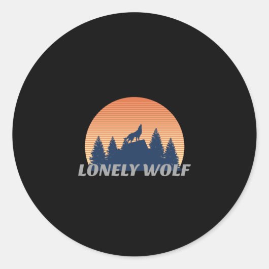 Lonely Wolf Geweldige Howling Fade Sunset Silhouet Ronde Sticker (Voorkant)