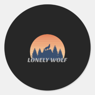 Lonely Wolf Geweldige Howling Fade Sunset Silhouet Ronde Sticker