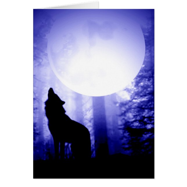 Lonely Wolf Howling bij Moon (Voorkant)
