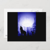 Lonely Wolf Howling bij Moon Briefkaart (Voorkant / Achterkant)