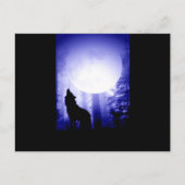 Lonely Wolf Howling bij Moon Briefkaart (Voorkant)