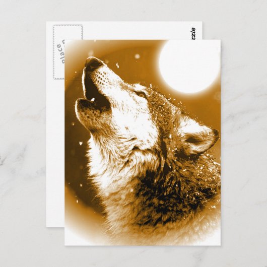 Lonely Wolf Howling bij Moon Briefkaart (Voorkant / Achterkant)
