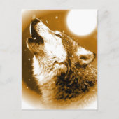 Lonely Wolf Howling bij Moon Briefkaart (Voorkant)