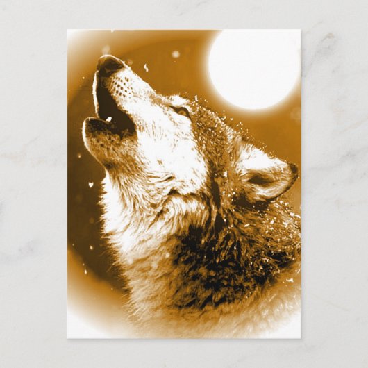 Lonely Wolf Howling bij Moon Briefkaart (Voorkant)
