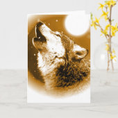 Lonely Wolf Howling bij Moon Kaart (Gele Bloem)