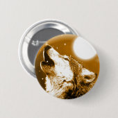 Lonely Wolf Howling bij Moon Ronde Button 5,7 Cm (Voorkant /achterkant)