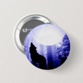 Lonely Wolf Howling bij Moon Ronde Button 5,7 Cm (Voorkant /achterkant)