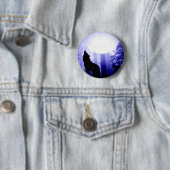Lonely Wolf Howling bij Moon Ronde Button 5,7 Cm (In situ)