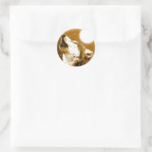 Lonely Wolf Howling bij Moon Ronde Sticker (Tas)