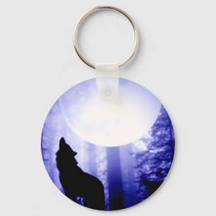 Lonely Wolf Howling bij Moon Sleutelhanger