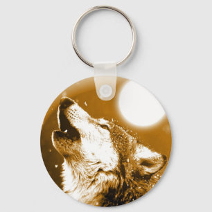 Lonely Wolf Howling bij Moon Sleutelhanger