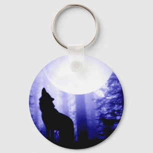Lonely Wolf Howling bij Moon Sleutelhanger