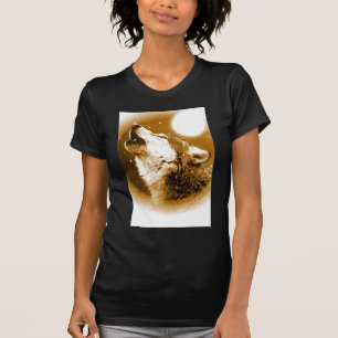 Lonely Wolf Howling bij Moon T-shirt