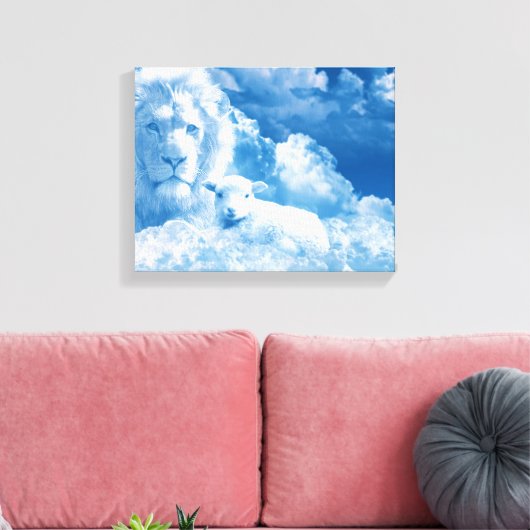 Lonen en lammeren in wolken canvas afdruk (Insitu (Woonkamer))