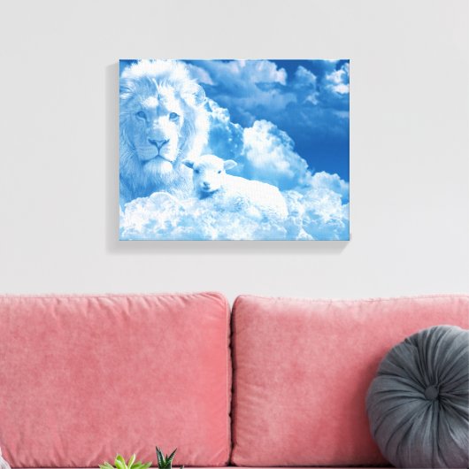 Lonen en lammeren in wolken canvas afdruk (Insitu (Woonkamer))