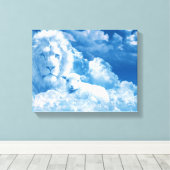 Lonen en lammeren in wolken canvas afdruk (Insitu (Houten vloer))