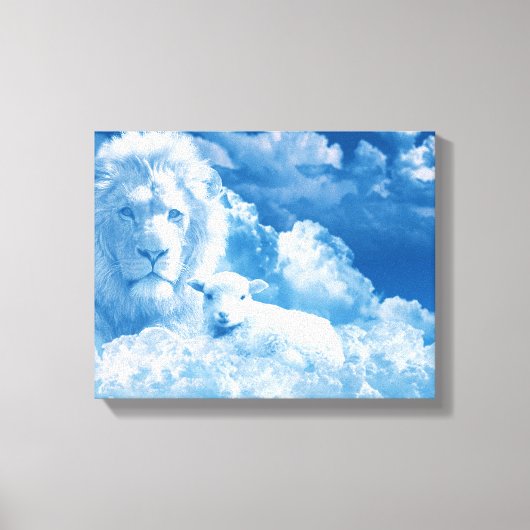 Lonen en lammeren in wolken canvas afdruk (Voorkant)