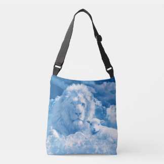Lonen en lammeren in wolken crossbody tas