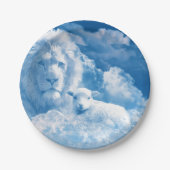 Lonen en lammeren in wolken papieren bordje (Voorkant)