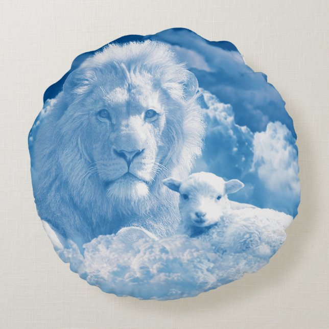 Lonen en lammeren in wolken rond kussen (Achterkant)