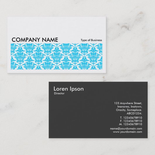 Long Afbeelding 0122 - Sky Blue Damask Pattern Visitekaartje (Voorkant / Achterkant)