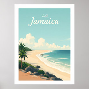 Long Bay Beach, Jamaica – Illustratie uit vroeger Poster