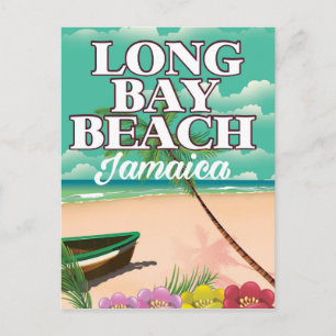 Long bay strand Jamaica reisposter Briefkaart