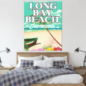Long bay strand Jamaica reisposter Canvas Afdruk (Insitu (Slaapkamer))