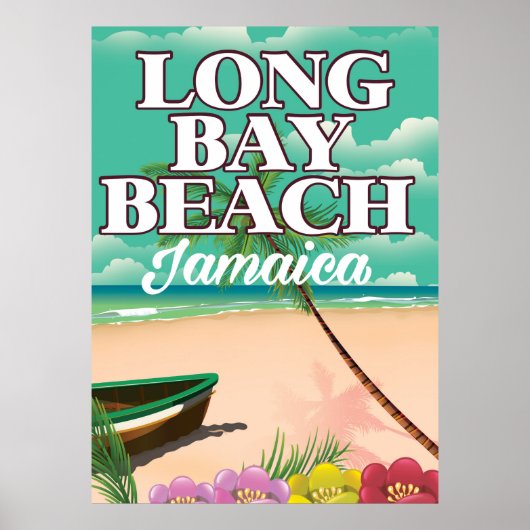 Long bay strand Jamaica reisposter Poster (Voorkant)