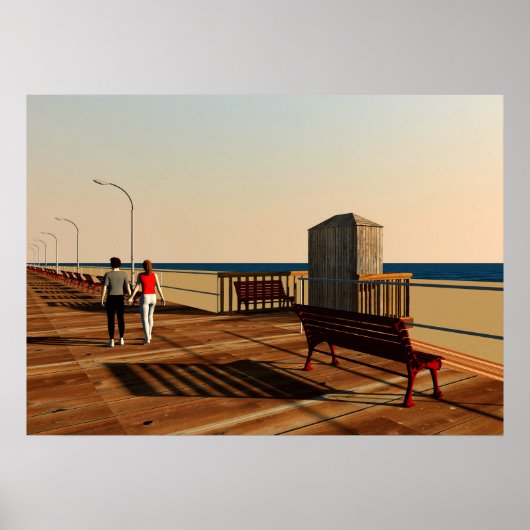 Long Beach Boardwalk, Long Island, New York Poster (Voorkant)