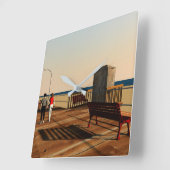 Long Beach Boardwalk, Long Island, New York Vierkante Klok (Hoek)