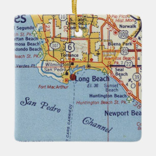 Long Beach CA 50's Map Keramisch Ornament